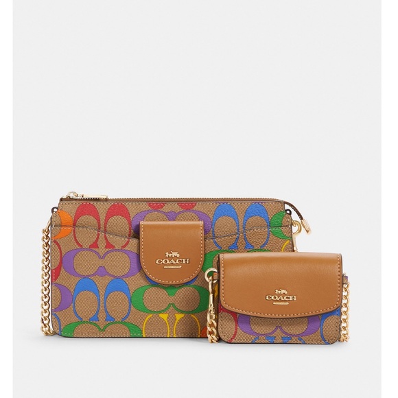 Coach Handbags - Coach Poppy Crossbody In Rainbow Signature Canvas